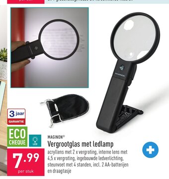 ALDI Maginon Vergrootglas met ledlamp aanbieding