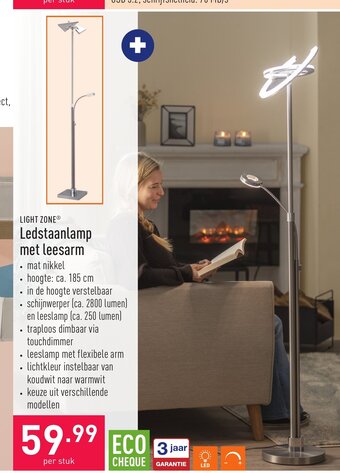 ALDI Light Zone Ledstaanlamp met leesarm aanbieding