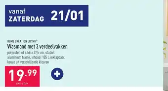 ALDI Home Creation Living Wasmand met 3 verdeelvakken aanbieding