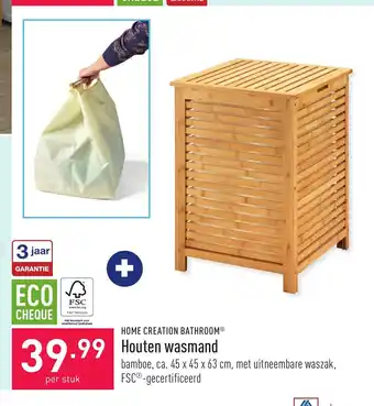 Home Creation Bathroom Houten wasmand 45 x 45 x 63 cm