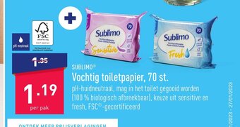 ALDI Sublimo Vochtig toiletpapier, 70 st. aanbieding