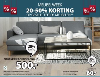Jysk Svalbard zitbank met chaise longue B256 x H78 x D87/156 cm aanbieding