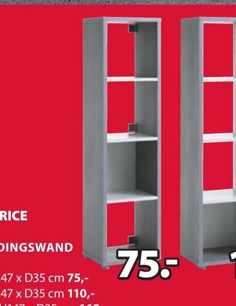Jysk Haldager Scheidingswand 4 schappen B38 x H147 x D35 cm aanbieding