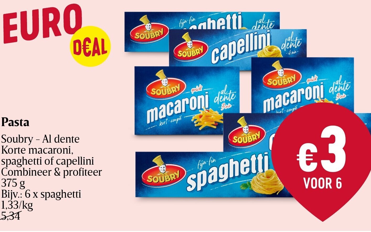 Soubry Al Dente Pasta Korte Macaroni , Spaghetti of Capellini