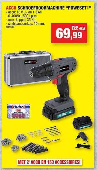 Hubo Powerplus accu schroefboormachine aanbieding