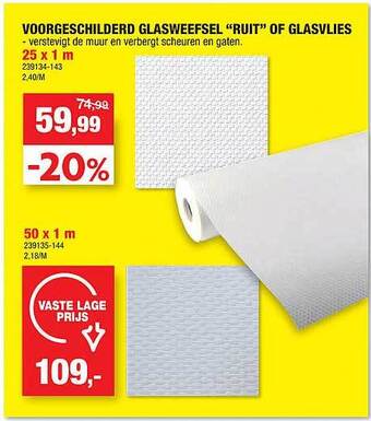 Hubo Voorgeschilderd glasweefsel aanbieding