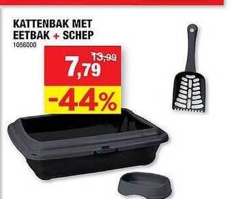 Kattenbak met eetbak + schep