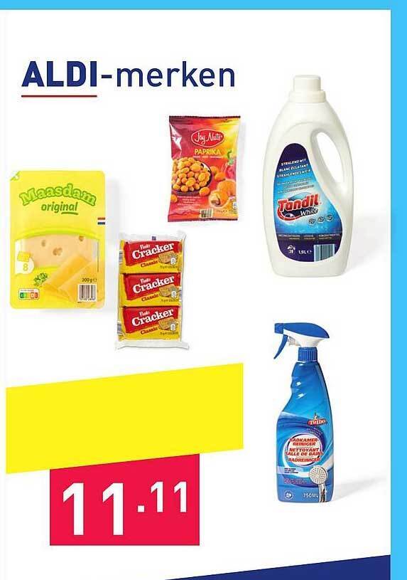 Aldimerken maasdam original, cracker, tandil promotie bij ALDI