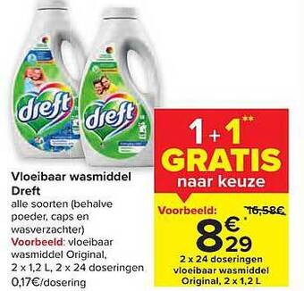 Carrefour Vloeibaar wasmiddel dreft aanbieding
