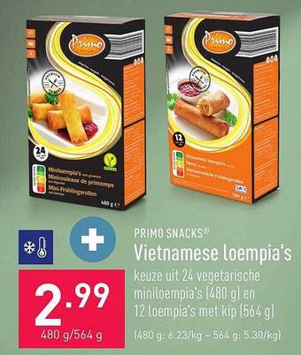 ALDI Primo snacks vietnamese loempia's aanbieding