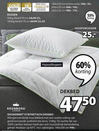 Jysk Kronborg okshornet synthetisch dekbed aanbieding