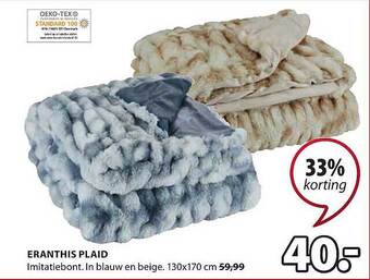 Jysk Eranthis plaid aanbieding