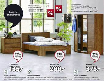 Vedde commode, vedde bedframe, vedde kleerkast