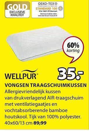 Jysk Wellpur vongsen traagschuimkussen aanbieding