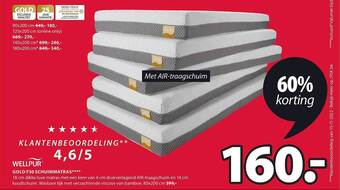 Jysk Wellpur gold f30 schuimmatras aanbieding