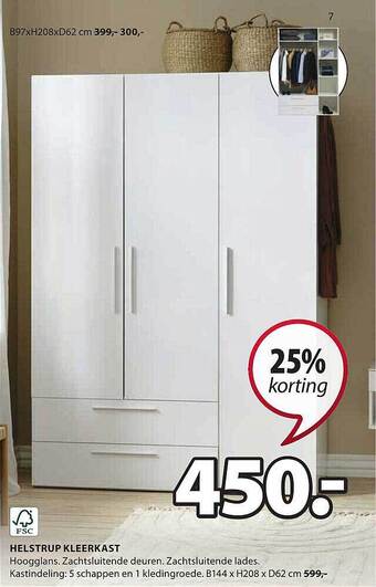 Jysk Helstrup kleerkast aanbieding