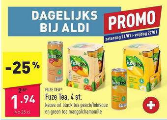 ALDI Fuze tea, 4 st aanbieding