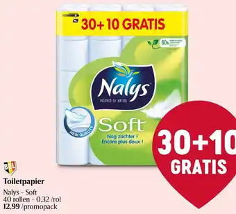 Delhaize Nalys - Soft Toiletpapier 30+10 Gratis aanbieding