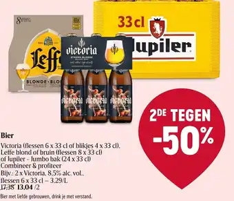 Delhaize Victoria , Leffe Blond of Bruin of Jupiler Bierr aanbieding