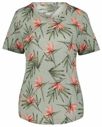 HEMA HEMA Dames T-shirt Bloemen Linnen Lichtgroen (lichtgroen) aanbieding