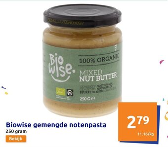 Action Biowise gemengde notenpasta 250 gram aanbieding
