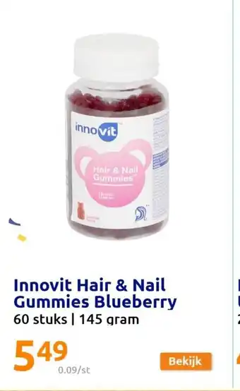 Action Innovit hair & nail gummies blueberry 60 stuks 145 gram aanbieding