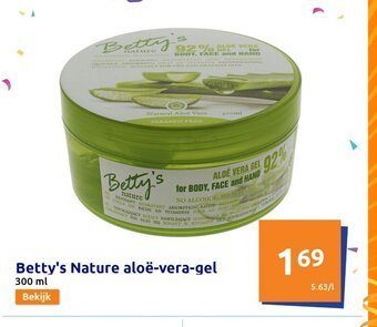 Action Betty's nature aloe vera gel 300ml aanbieding