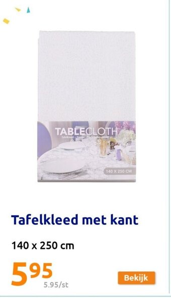 Action Tafelkleed met kant 140 x 250cm aanbieding