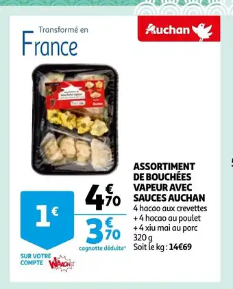 Auchan Assortiment de bouchees vapeur avec sauces aanbieding