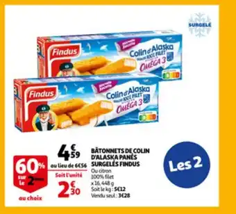 Auchan Batonnets de clin d'alaska panes surgeles findus aanbieding