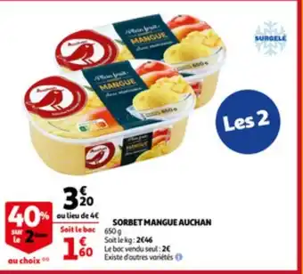 Sorbet mangue auchan 650g