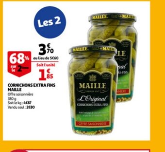 Auchan Cornichons extra fins maille 380g aanbieding