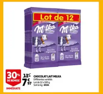 Auchan Chocolat lait milka aanbieding