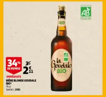 Auchan Biere blonde goudale bio 75cl aanbieding