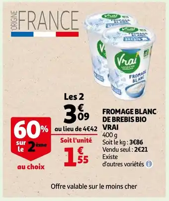 Fromage blanc de brebis bio vrai 400g