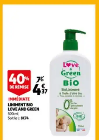 Auchan Liniment bio love and green 500ml aanbieding