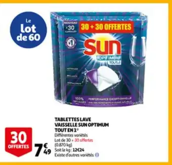 Auchan Tablettes lave vaisselle sun optimum tout en 1 aanbieding