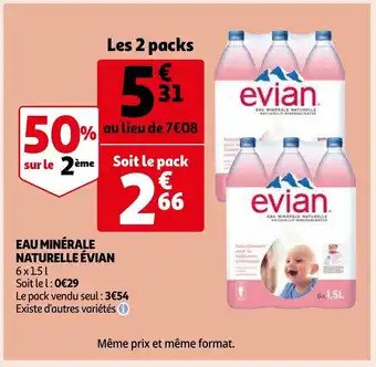 Auchan Eau minerale naturelle evian 6 x 1,5L aanbieding
