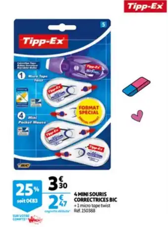 Auchan 4 Mini souris correctrices bic aanbieding