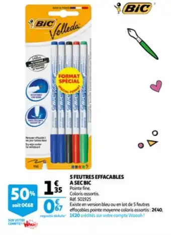 Auchan 5 feutres effacables a sec bic aanbieding