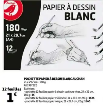 Auchan Pochette papier a dessin blanc auchan aanbieding