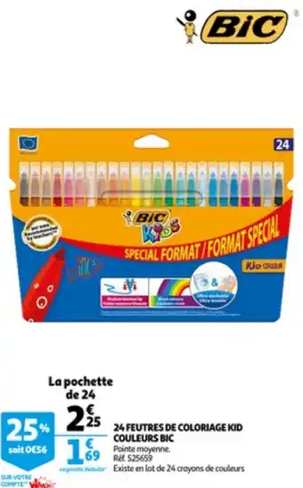 Auchan 24 Feutres de coloriage kif couleurs BIC aanbieding