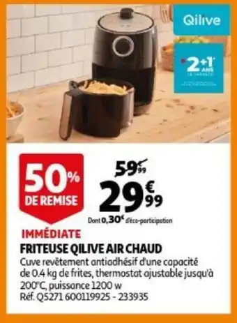 Auchan Friteuse qilive air chaud 1200W ref. Q5271 600119925 - 233935 aanbieding