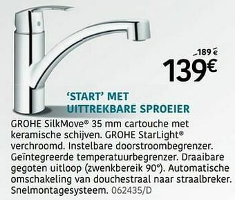 Mengkranen start met uittrekbare sproeier