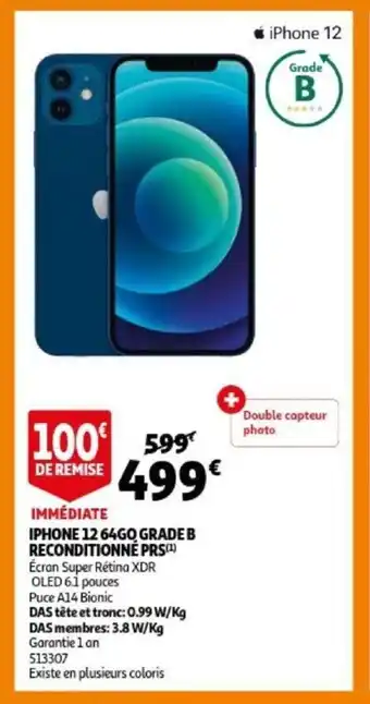 Auchan iPhone 12 64GO grade B reconditionne prs. ref. 513307 aanbieding