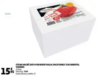 Auchan Steak hache 100% pur boeuf halal pack family X30 oriental viandes 2.25kg aanbieding