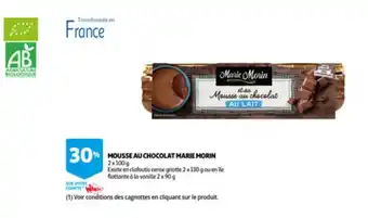 Auchan Mousse au chocolat marie morin 2x90g aanbieding