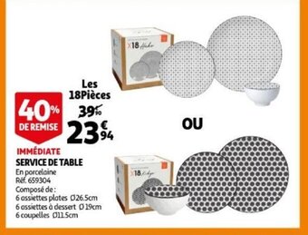 Auchan Service de table les 18 pieces aanbieding