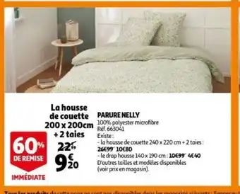 Auchan Parure nelly la housse de couette 200 x 200cm + 2taies aanbieding