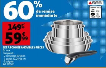 Auchan Set a poignee amovible 6 pieces aanbieding
